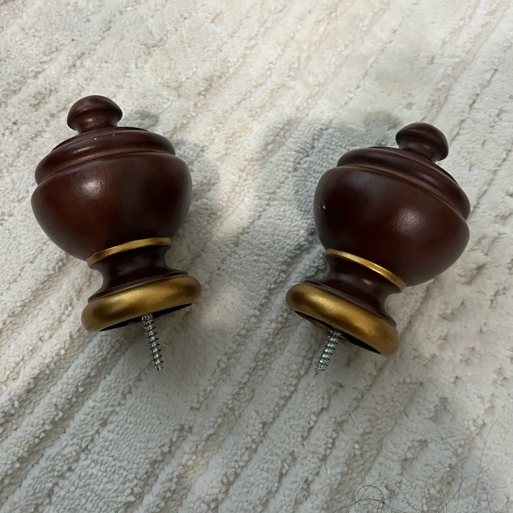 Decorative Traditional Brown and Gold Finials - Pair